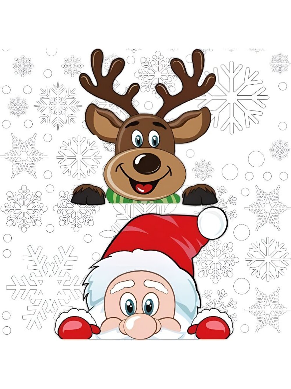 300 PCS 8 Sheet Christmas Snowflake Window Cling Stickers Snowflake Santa Claus